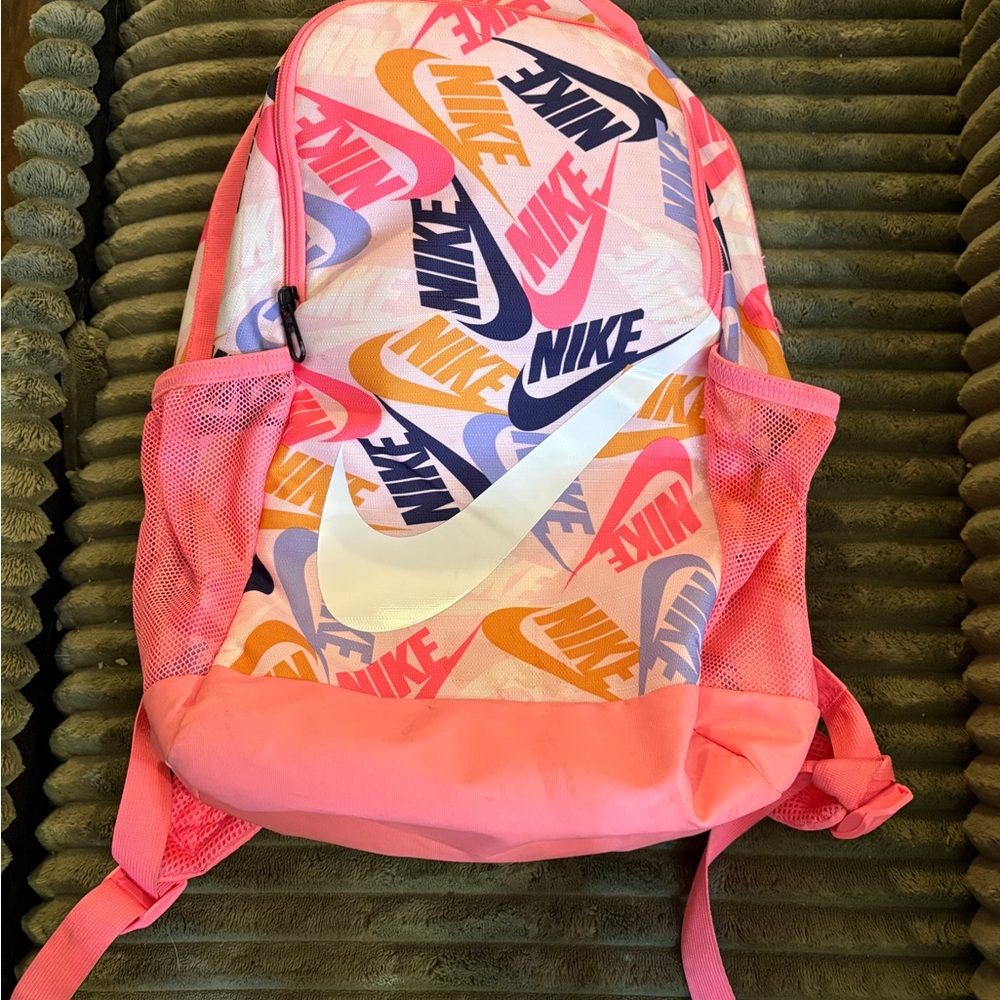 Nike Pink and Orange Logo Backpack